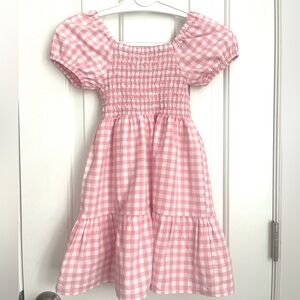 Place Pink Gingham Smocked Puff-Sleeve Tiered Dress